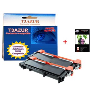 2 Toners compatibles Brother TN2420 pour Brother MFC L2730DW, L2750D, L2750DW (avec puce)-3000 pages-20f PPA6-T3AZUR