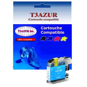 T3AZUR - Cartouche compatible Brother LC12E (LC-12EC) Cyan