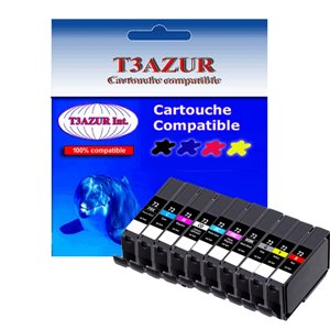 T3AZUR - Lot de 10 Cartouches génériques Canon PGI-72 