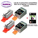 4 x Cartouches compatibles CANON  BCI15, BCI-15, BCI 15 + 10f PPA6 -T3AZUR