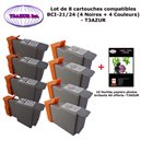T3AZUR - Lot de 4 Cartouches compatibles pour CANON  BCI-21 
