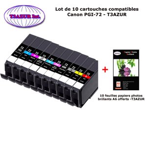 10 x Cartouches génériques Canon Pixma PRO 10, PRO 10S, PGI72 , PGI-72, PGI 72 +10f PPA6 -T3AZUR 10 x Cartouches génériques Canon Pixma PRO 10, PRO 10S, PGI72 , PGI-72, PGI 72 +10f PPA6 -T3AZUR