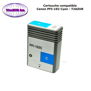 Cartouche générique Canon iPF750, iPF755, iPF760, iPF765, iPFLP17, iPFLP24, PFI102 (0896B001) Cyan +10f PPA6 -T3AZUR