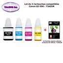 4 x Bouteilles encre compatibles Canon GI590 , GI-590, GI 590+10f PPA6 -T3AZUR