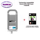 Cartouche compatible Canon  PFI706 , PFI-706, PFI 706 Cyan +10f PPA6 -T3AZUR