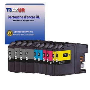 T3AZUR - 10x Cartouches compatibles avec Brother MFC-J5920DW, LC22E XL