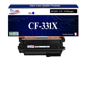T3AZUR - 654X Toner compatible avec CF331X compatible avec HP Color LaserJet Enterprise M650, M651dn, M651n, M651x, M651xhm Cyan