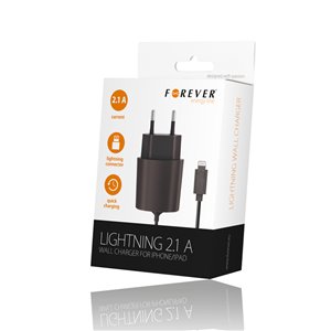 Chargeur mural Forever pour iPhone 8 broches 2,1A noir