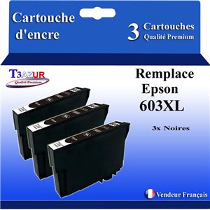 3 cartouches d'encre compatibles avec Epson 603XL Noire