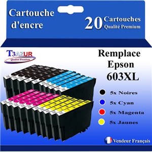 20x cartouches d'encres compatibles avec Epson 603XL (5N+5C+5M+5Y)