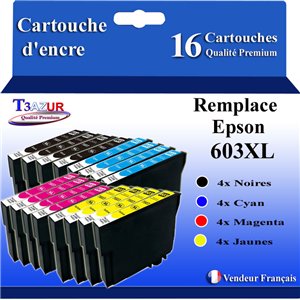 16x cartouches d'encres compatibles avec Epson 603XL (4N+4C+4M+4Y)