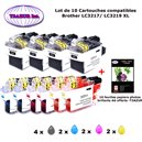 10 cartouches compatibles LC3219XLBkCMY pour Brother MFC-J5930DW -10f A6 brillantes -T3AZUR