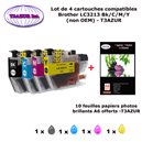 Pack 4 Cartouches compatibles Brother LC3213XL pour Brother DCP J772DW, J774DW, MFC J890DW, J895DW + 10f A6 brillants - T3AZUR 