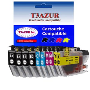 T3azur 10 Cartouches d'encre compatibles pour Brother DCP-J497DW