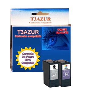 Cartouche compatible Lexmark 23 + 24  pour Lexmark Z1400, Z1420 - T3AZUR