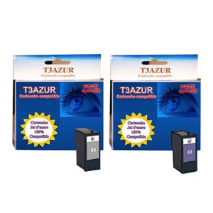Cartouche compatible Lexmark 43 + 44 XL pour Lexmark X7550, X7675, X9350, X9570, X9575, Z1520 - Noir - T3AZUR
