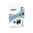 EMTEC Carte mémoire MicroSDHC 32Go +Adaptateur CL10 CLASSIC - Sous blister