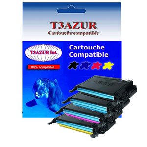 T3AZUR - Lot de 4 Toners génériques Samsung CLP-610 / 660  (Haute capacité)