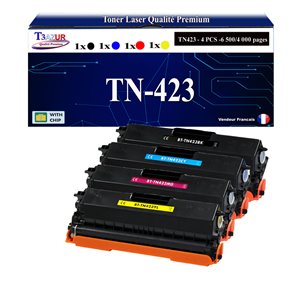 Lot de 4 Toners Laser compatibles pour Brother TN421, TN423