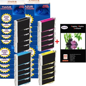 T18XL - Lot de 20 Cartouches compatibles Epson XP205 /  XP212 / XP-205 / XP-212+ Pack de 20 papiers photos A6 Brillant 230gr