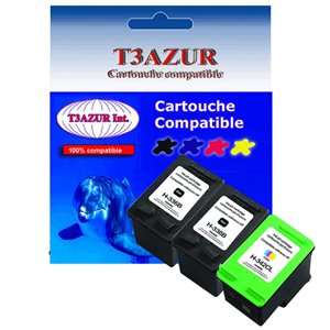 Lot de 3 Cartouches compatibles pour imprimante HP DeskJet 5420, 5440  (2x336+342) Noire 18ml - T3AZUR