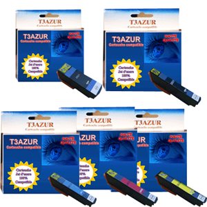 T2636 XL - Lot de 5 Cartouches compatibles pour Epson T2621 / T2631 / T2632 / T2633 / T2634 XL