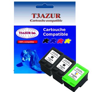 Lot de 3 Cartouches compatibles pour imprimante HP DeskJet 6940, 6943, 6980, 6983 (2x337+343) 18ml - T3AZUR