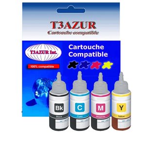 Set de 4 bouteilles encre compatibles pour Epson EcoTank ET L361, L362, L365 - 70ml