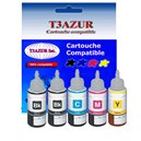 Set de 5 bouteilles encre compatibles pour Epson EcoTank ET L100, L110, L111 (100ml) - T3AZUR