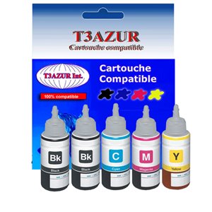 Set de 5 bouteilles encre compatibles pour Epson EcoTank ET L100, L110, L111 - 70mlR