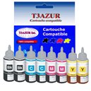 Set de 8 bouteilles encre compatibles pour Epson EcoTank ET L100, L110, L111 (100ml) - T3AZUR