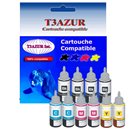 Set de 10 bouteilles encre compatibles pour Epson EcoTank ET L100, L110, L111 (100ml) - T3AZUR