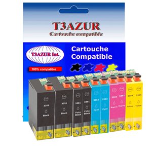 Lot de 10 cartouches d'encre compatibles pour Epson XP530, XP540, XP630 - T3AZUR
