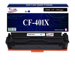 Toner Laser compatible type T3AZUR pour HP CF401X Cyan - 2 300p - T3AZUR