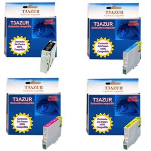  Lot de 4 cartouches compatibles Epson Stylus SX510W / SX515W / SX600FW / SX610FW