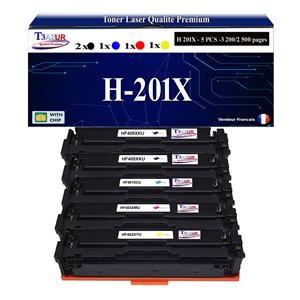 Lot de 5 Toners Lasers compatibles pour imprimante HP Color LaserJet Pro M252dw - T3AZUR