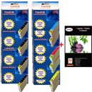  Lot de 10 Cartouches compatibles Epson T0551 / T0552 / T0553 / T0554 + Pack de 20 papiers photos A6 Brillant 230gr