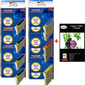 Lot de 10 Cartouches compatibles Epson Stylus DX3800 /  DX3850 / DX4200 + Pack de 20 papiers photos A6 Brillant 230gr  Lot de 10 Cartouches compatibles Epson Stylus DX3800 /  DX3850 / DX4200 + Pack de 20 papiers photos A6 Brillant 230gr