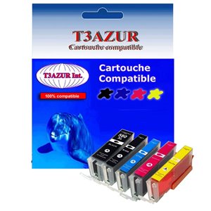 Lot de 5 Cartouches Compatibles pour Canon Pixma TS6351, TS705, PGI580XXL, CLI581XL (1Bk/1PBk/1C/1M/1Y) - T3AZUR