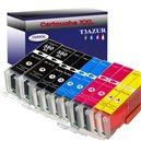 Lot de 10 Cartouches Compatibles pour Canon Pixma TR7550, TR8500, TR8550 (1Bk/1PBk/1C/1M/1Y) - T3AZUR