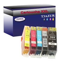 Pack 5 cartouches d'encre PGI 525 XL Black CLI 526 Bk / C/ M/ Y pour imprimante Canon MG 5100