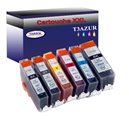 Lot de 6 Cartouches Compatibles pour Canon Pixma iP4850, iP4900, iP4950 (1Bk/1PBk/1C/1M/1Y/1GY) - T3AZUR