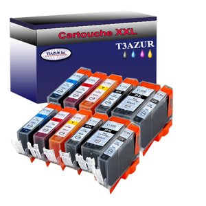 Lot de 12 Cartouches Compatibles pour Canon Pixma MP980, MP990 (2Bk/2PBk/2C/2M/2Y/2GY) - T3AZUR