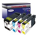 Lot de 4 Cartouches compatibles pour Canon PGI1500XL (9195B001) (1Bk/1C/1M/1Y) - T3AZUR