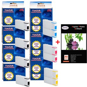 Lot de 10 cartouches compatibles pour Epson  T7021 / T7022 / T7023 / T7024 XXL+ Pack de 20 papiers photos A6 Brillant 230gr 