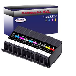 Lot de 10 Cartouches compatibles pour Canon PGI72 -  T3AZUR