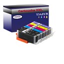 Lot de 6 Cartouches Compatibles pour Canon Pixma TS705, TS8100, PGI580XXL, CLI581XL (1Bk/1PBk/1C/1M/1Y/1PB) - T3AZUR