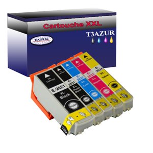 Lot de 5 Cartouches Compatibles pour Epson T2621 / T2631 /  T2632 /  T2633 / T26234  T3AZUR