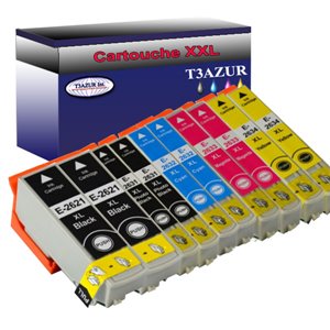Lot de 10 Cartouches Compatibles pour Epson T2621 / T2631 /  T2632 /  T2633 / T26234  T3AZUR