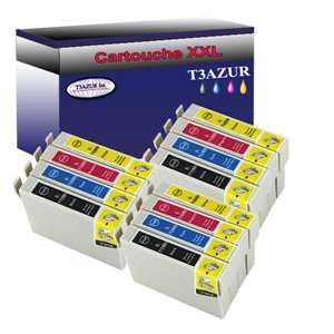 Lot de 12 Cartouches Compatibles pour Epson T0711 / T0712 / T0712 / T0714  - T3AZUR
